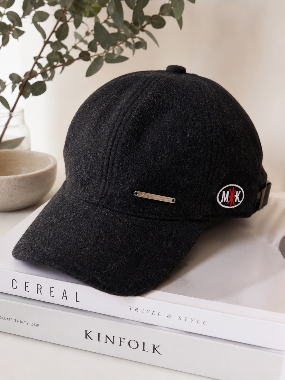 Michiko London 100% Wool Black Baseball Cap Adjustable